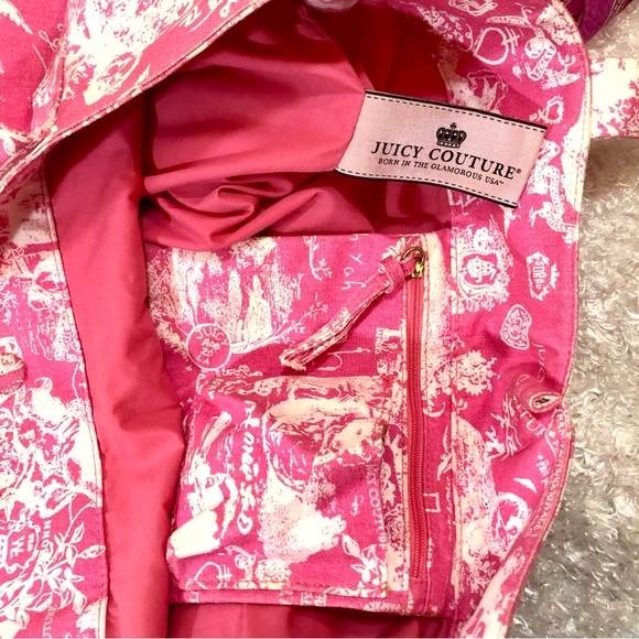 Extra Large Juicy Couture Cotton Canvas pink white tote bag beach y2k weekender - Picture 7 of 8